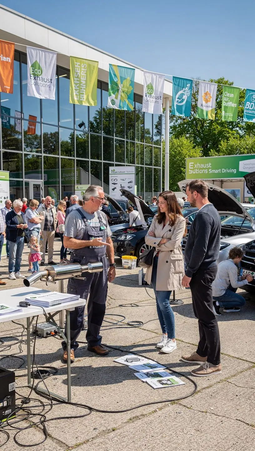 Techniker erklärt Kunden die Vorteile einer effizienten Abgasreinigung